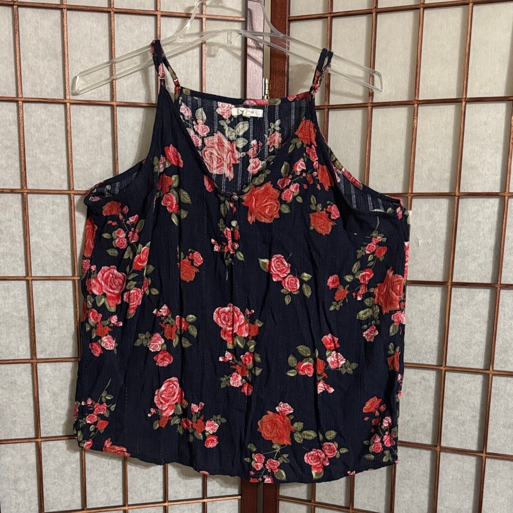 Maurices Navy Floral Camisole PTP 21.5 inches